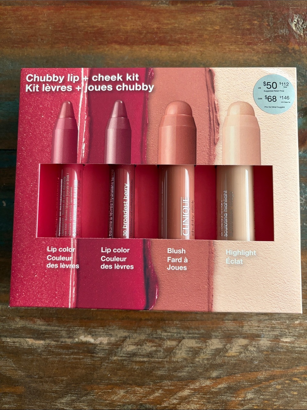 New Clinique Chubby Lip + Cheek Kit (lip color/blush/highlight)